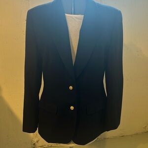 Pendleton 100% virgin wool black blazer jacket w shiny gold & black buttons